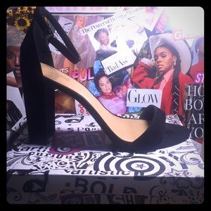 Black ankle strap open toed heels size 12W